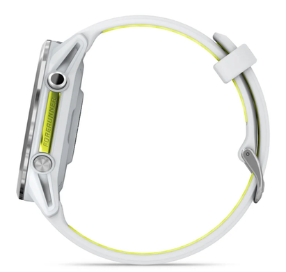 Смарт-годинник Garmin Forerunner 970 з титановим безелем, корпусом кольору білого каменю і біло-жовтим ремінцем