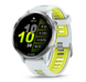Смарт-годинник Garmin Forerunner 970 з титановим безелем, корпусом кольору білого каменю і біло-жовтим ремінцем