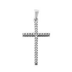 Серебряный крестик тоненький с камнями маленький