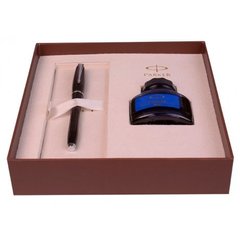 Набір ручок Parker Urban Premium Ebony Metal Chiselled FP F + чорнило в подар.уп. PXMAS14 21 212Чb14