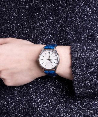 Часы наручные женские Aerowatch 42980 AA02 кварцевые с датой, кожаный синий ремешок