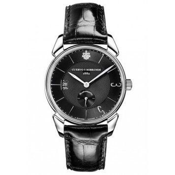 Часы наручные мужские Cuervo y Sobrinos 3191.1N135, черный матовый ремешок из кожи луизианского аллигатора