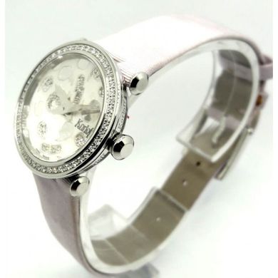 Часы наручные женские Korloff LLD3SLP кварцевые, с бриллиантами, на сером сатиновом ремешке