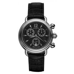 Часы-хронограф наручные женские Aerowatch 82905 AA02 кварцевые, черный кожаный ремешок