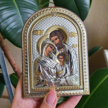 Ікона в сріблі Святе Сімейство відкритий лик