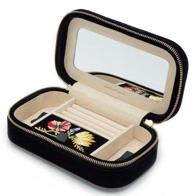 Скринька для аксесуарів Wolf з оксамиту серії Zoe, колір індиго, квіткова вишивка (Великобританія)