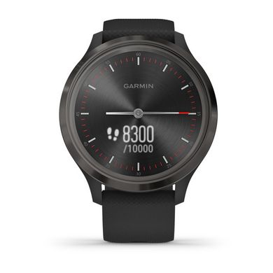 Смарт-годинник Garmin Vivomove 3 з сірим сталевим безелем, чорним корпусом та ремінцем