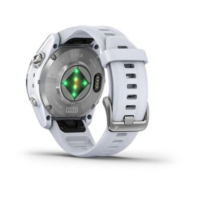 Смарт-часы Garmin Epix Pro (Gen 2) - Standard Edition 42 mm - серебристые с ремешком цвета молочного кварца