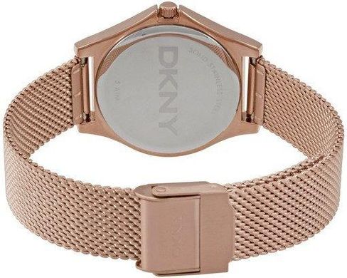 Часы наручные женские DKNY NY2489 кварцевые на "миланском" браслете, цвет розового золота, США
