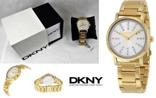 Часы наручные женские DKNY NY2417 кварцевые, с фианитами, цвет желтого золота, США