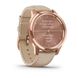 Смарт-годинник Garmin Vivomove Luxe рожеве золото 18K з бежевим ремінцем з італійської шкіри 3