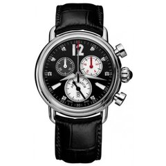 Часы-хронограф наручные женские Aerowatch 81940 AA04 кварцевые, 8 бриллиантов, черный кожаный ремешок