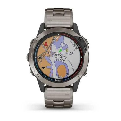 Смарт-годинник Garmin Quatix 6 сірий титаніум з титановим ремінцем