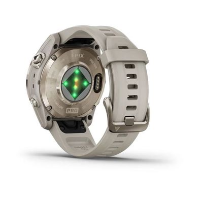 Смарт-часы Garmin Epix Pro (Gen 2) - Sapphire Edition 42 mm - нежно-золотистые со светло-песочным ремешком