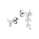 Срібні сережки пусети асиметричні гілочки з листочками 1