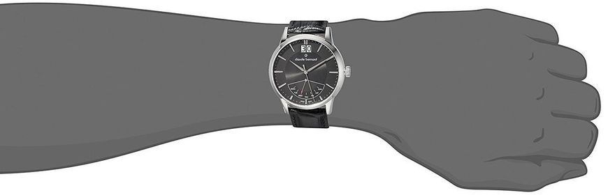 Часы наручные мужские Claude Bernard 41001 3 NIN, кварц, большая дата и день недели, ремень из кожи