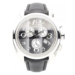 Часы наручные женские Korloff K21Q/333, кварцевый хронограф с бриллиантами, серый ремешок из кожи теленка