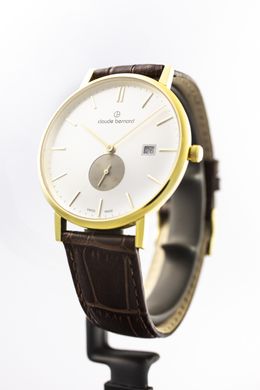 Часы наручные мужские Claude Bernard 65004 37J AIDG, кварц, малая секундная стрелка, коричневый кожаный ремень