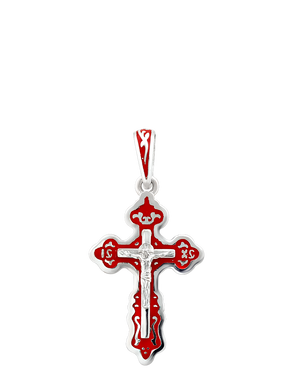 Хрестик срібний з емаллю
