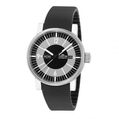 Швейцарские часы наручные мужские FORTIS 623.10.38 Si.01 на черном каучуковом ремешке, механика/автоподзавод