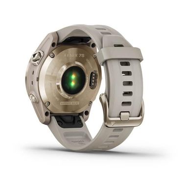 Смарт-годинник Garmin Fenix 7S Sapphire Solar золотавий титановий зі світло-бежевим ремінцем
