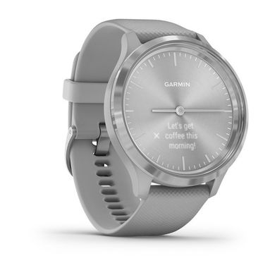 Смарт-годинник Garmin Vivomove 3 зі сріблястим сталевим безелем, сірим корпусом та ремінцем