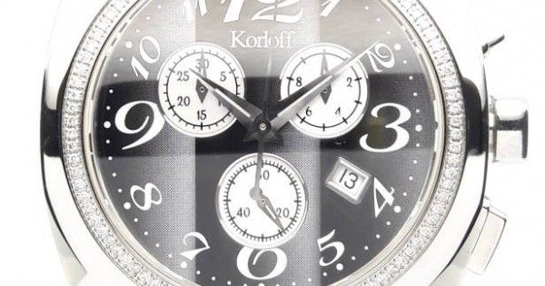 Часы наручные женские Korloff K21Q/333, кварцевый хронограф с бриллиантами, серый ремешок из кожи теленка