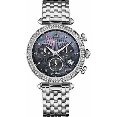Часы-хронограф наручные женские Claude Bernard 10230 3M NANN, кварц, перламутровый циферблат, камни Swarovski