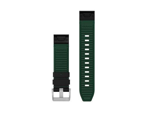 Шкіряний/каучуковий ремінець Garmin QuickFit 22 для годинників Epix, Fēnix, Instinct та інших, чорний/зелений