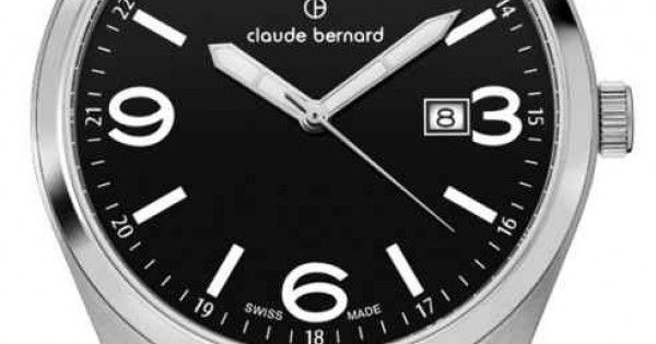 Часы наручные мужские Claude Bernard 53019 3CN NB, кварц, с датой и подсветкой стрелок, черный ремешок из кожи