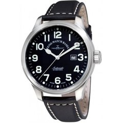 8554-a1 Zeno-Watch Basel Auto, black dial, date, black leather strap