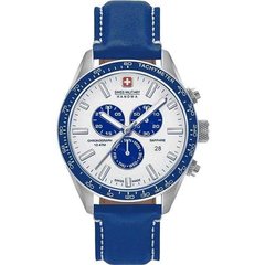 Часы наручные мужские Swiss Military-Hanowa 06-4314.04.003 кварцевые, синий ремешок из кожи, Швейцария