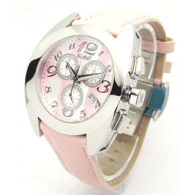 Часы наручные женские Korloff K21Q/222, кварцевый хронограф с бриллиантами, розовый ремешок из кожи теленка