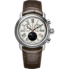 Часы наручные мужские Aerowatch 84934 AA03 кварцевые с хронографом и лунным календарем, коричневый ремешок