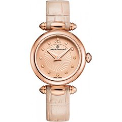 Часы наручные женские Claude Bernard 20209 37R BEIR, кварц, розовое покрытие PVD, кожаный ремешок