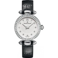 Часы наручные женские Claude Bernard 20209 3P AIN, кварцевые, кристаллы Swarovski, кожаный ремешок