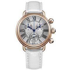 Часы-хронограф наручные женские Aerowatch 82905 R113 с отображением даты, белый кожаный ремешок