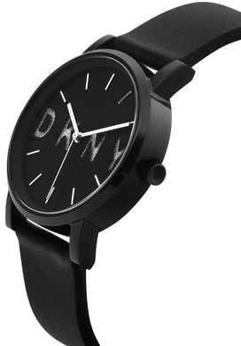 Часы наручные женские DKNY NY2683 кварцевые на черном кожаном ремешке, США
