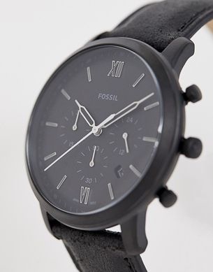 Годинники наручні чоловічі FOSSIL FS5503 кварцові, ремінець з шкіри, чорні, США