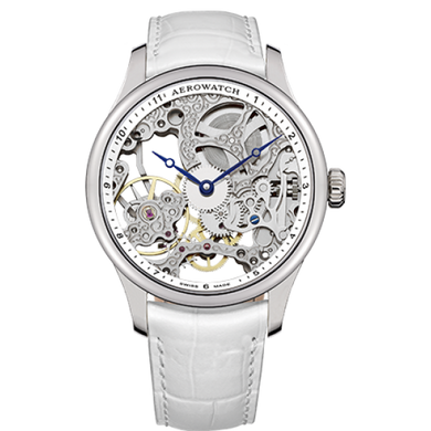 Годинники наручні жіночі Aerowatch 57981 AA13 механічні (скелетон) сріблясто-білі