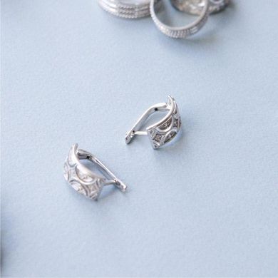 Срібні сережки Східний візерунок з камінням