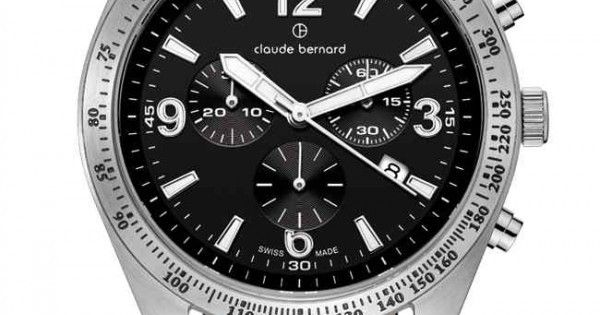 Часы-хронограф наручные мужские Claude Bernard 10247 3C NB кварцевые, с тахиметром и датой, черный ремешок