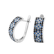 Серебряное кольцо узкий орнамент синие ромбы на черном 16.5 1