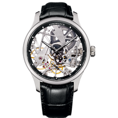 Часы наручные мужские Aerowatch 50981 AA12, механика с ручным заводом, скелетон, черный кожаный ремешок