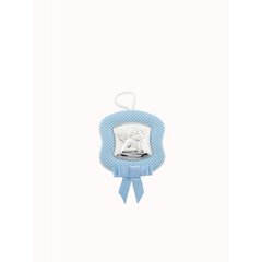 Серебряная икона детская Ангелочек с мелодией 10487 C VQ - голубая икона
