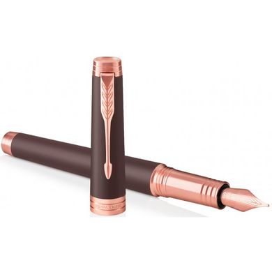 Ручка перьевая Parker PREMIER 17 Soft Brown PGT FP F 80 211 с золотым пером и розовой позолотой