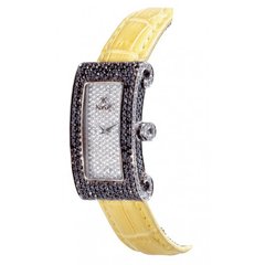 Часы наручные женские Korloff OKKD80/N, кварц, белое золото, с черными и белыми бриллиантами, кожа аллигатора