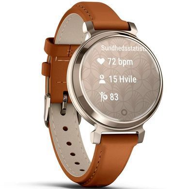 Смарт-годинник Garmin Lily 2 Classic кремово-золотистий, світло-коричневий шкіряний ремінець