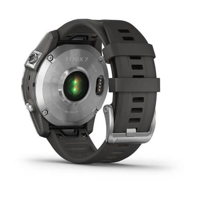 Смарт-годинник Garmin Fenix 7 сріблястий з ремінцем сірий графіт