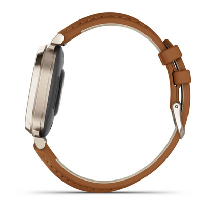 Смарт-годинник Garmin Lily 2 Classic кремово-золотистий, світло-коричневий шкіряний ремінець